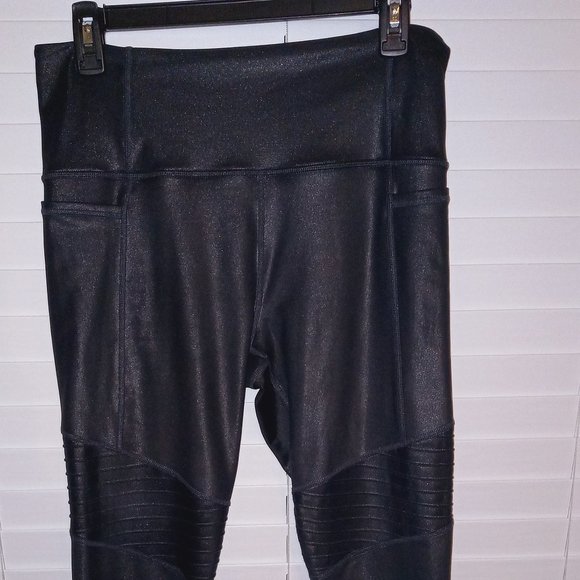 Athleta Inclination Moto Shimmer High Waisted Ankle Leggings Medium - Picture 3 of 7